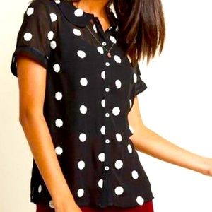Black Polka Dot Sheer Women's Top